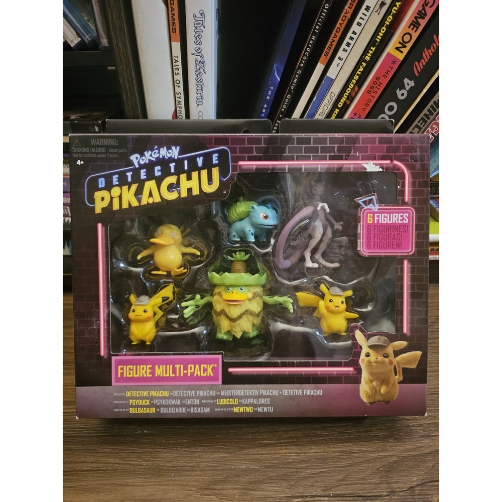 Detective Pikachu Multi Pack Figure Set Pikachu, Bulbasaur, Mewtwo, Psyduck NOS